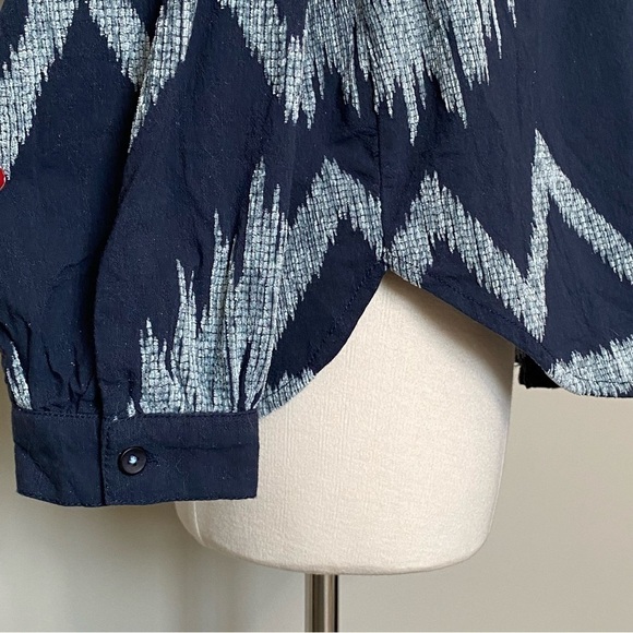 Anthropologie Pilcro The Romy Oversized Button Down Navy Western Aztec Top, Sm - Picture 8 of 16